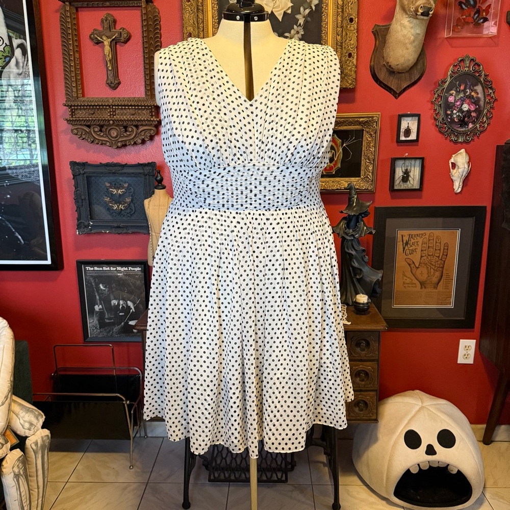 Julia Jordan Women's Sleeveless V Neck Fit and Flare Polka Dot Dress 22W